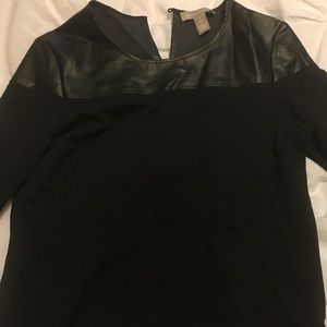 Blouse with leather detailing